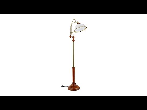 Stehlampe Jugendstil Braun - Gold - Weiß - Holzwerkstoff - Glas - Metall - 40 x 166 x 36 cm
