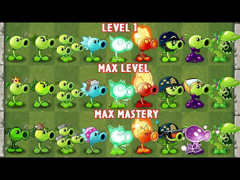 All PEA Plants Level 1 vs Max Level Vs Max Mastery - Who Will Win? - Pvz 2 Plant vs Plant