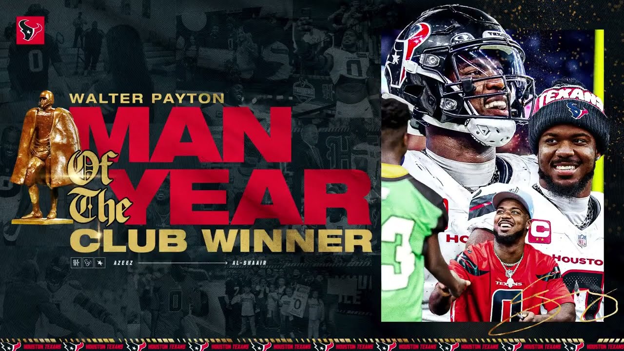 Houston Texans announce Azeez Al-Shaair as Walter Payton NFL Man of the Year Club Winner