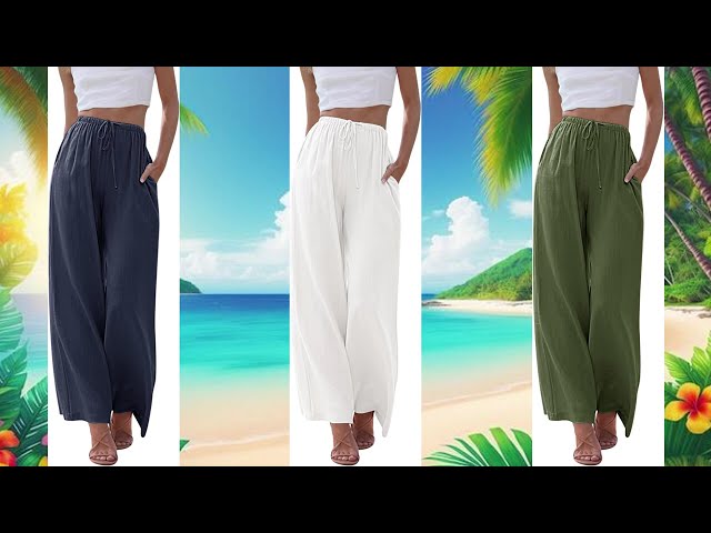 Vídeo relacionado con YUPEIUKLI Pantalones Anchos y Holgados de Pierna con Encaje de Flores y Crochet calados para Mujer, Pantalones Largos Transparentes de Cintura Alta y elásticos para Vacaciones en la Playa