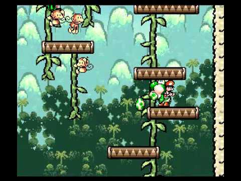 Yoshi's Island SNES Walkthrough Level: 3-1:" Welcome To Monkey World!"