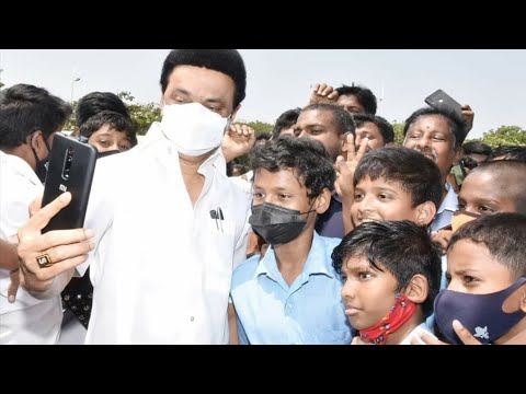 Tamilnadu Chief Minister MK Stalin Today Latest At Marina Beach Surrounded By Huge People