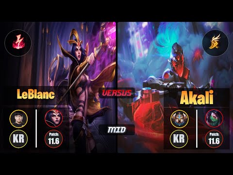 Lava LEBLANC (Mid) [Electrocute] VS AKALI - Challenger KR Patch 11.6