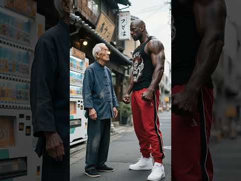 Street fighting, how did the white-haired old man fight with the strong black man?