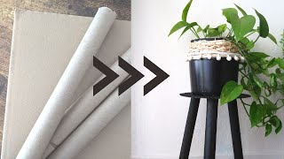 DIY - Planter using cardboard rolls and plastic container | Planter stand