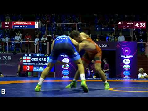 1/8 FS - 86 kg: D. MEGENEISHVIL (GEO) v. T. KYRIAKIDIS (GRE)