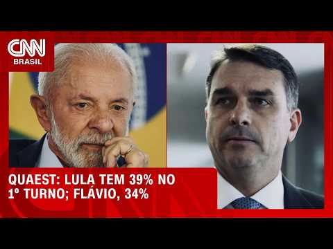 Lula tem 39% das intenções de voto no 1º turno; Flávio, 34%, aponta pesquisa | LIVE CNN