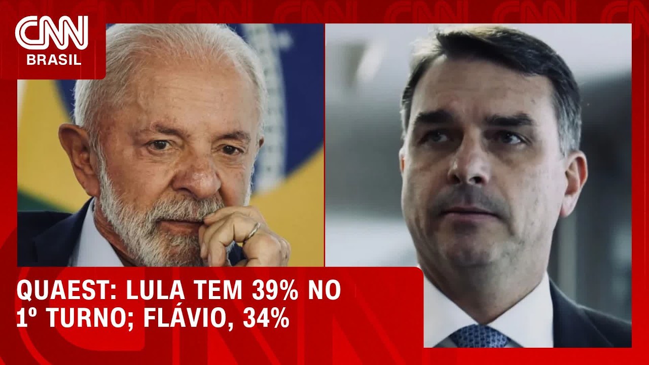 Lula tem 39% das intenções de voto no 1º turno; Flávio, 34%, aponta pesquisa | LIVE CNN
