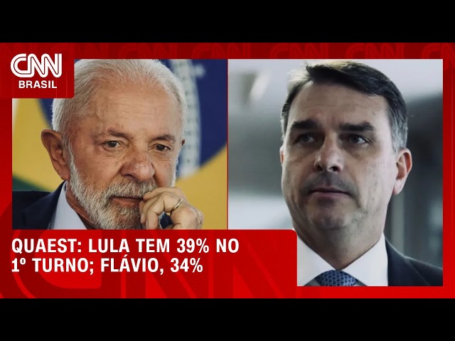 Lula tem 39% das intenções de voto no 1º turno; Flávio, 34%, aponta pesquisa | LIVE CNN
