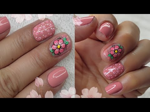 Como DIBUJAR FLOR 🌺 en UÑAS CORTAS NATURALES 😍