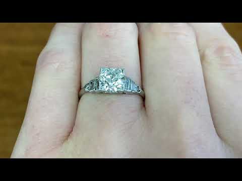 1.25ct Center Art Deco Era Old European Cut Diamond Engagement Ring - Jersey Ring - Hand Video