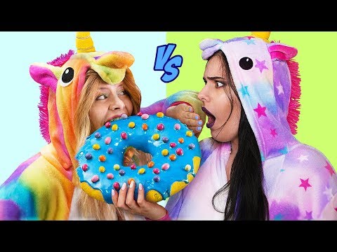 9 DIY Colorful Unicorn Candy vs Dark Unicorn Candy / XXL Candy and Mini Candy