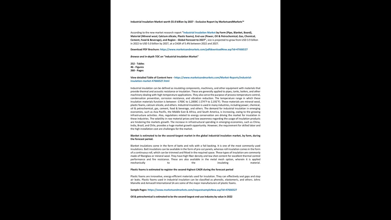 Industrial Insulation Market Industry Report & PDF