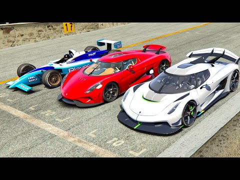 Koenigsegg Jesko vs Koenigsegg Regera vs IndyCar 1999 - Nardo Speed Ring