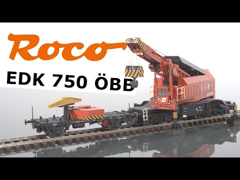 Video H0 - Železniční jeřáb EDK 750 ÖBB / DCC zvuk - Roco 73036