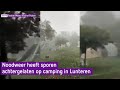 Puinruimen op de camping in Lunteren na noodweer