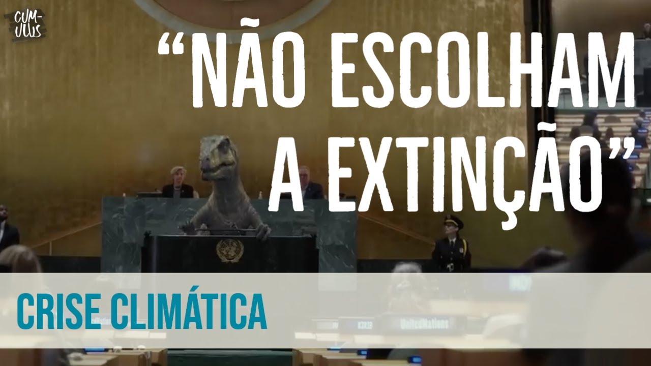 Dinossauro na ONU alerta para a estupidez de se investir na própria extinção
