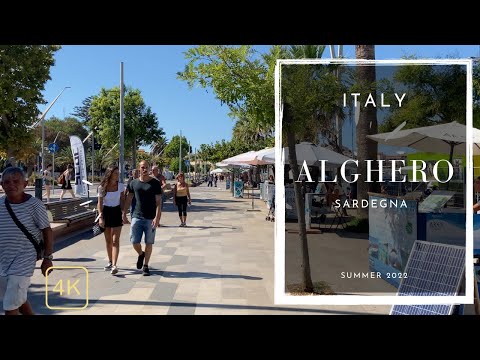 Port of Aghlero Sardegna - ITALY. Visit Alghero 4K city walk.