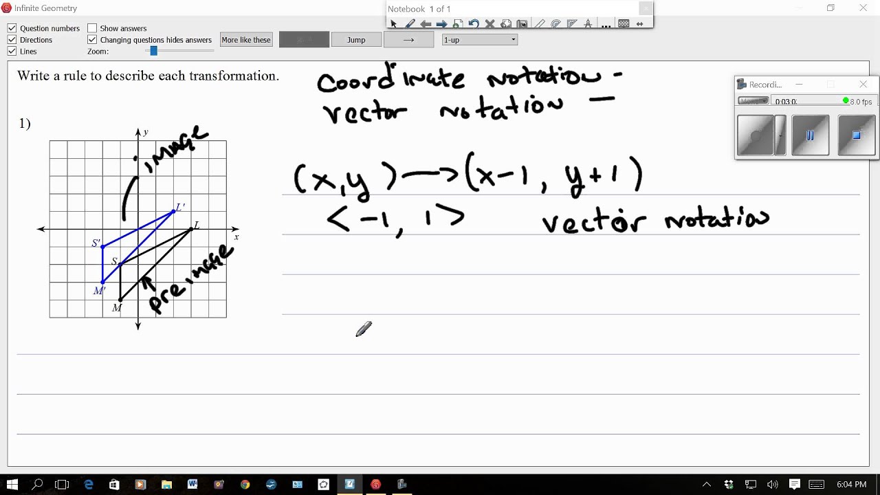 Write rule in Coordinate and vector notation