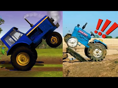 EL POLLITO PIO tractor azul divertido desafío fallar -de la granja mejor effectos