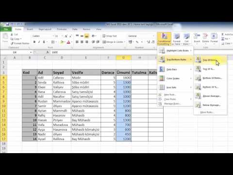 11.3. Home lent başlığı (MS Excel 2010)