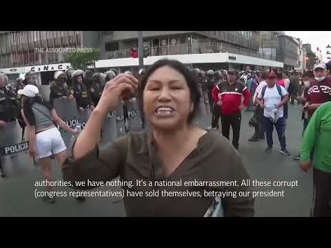 Peru police disperse protesters near Congress