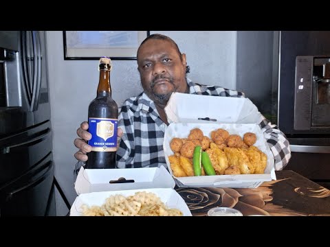 I'M HAVING FISH FROM LONG JOHN SILVER'S TONIGHT. AND A CHIMAY PERES TRAPPISTES BEER 9% ALCOHOL 