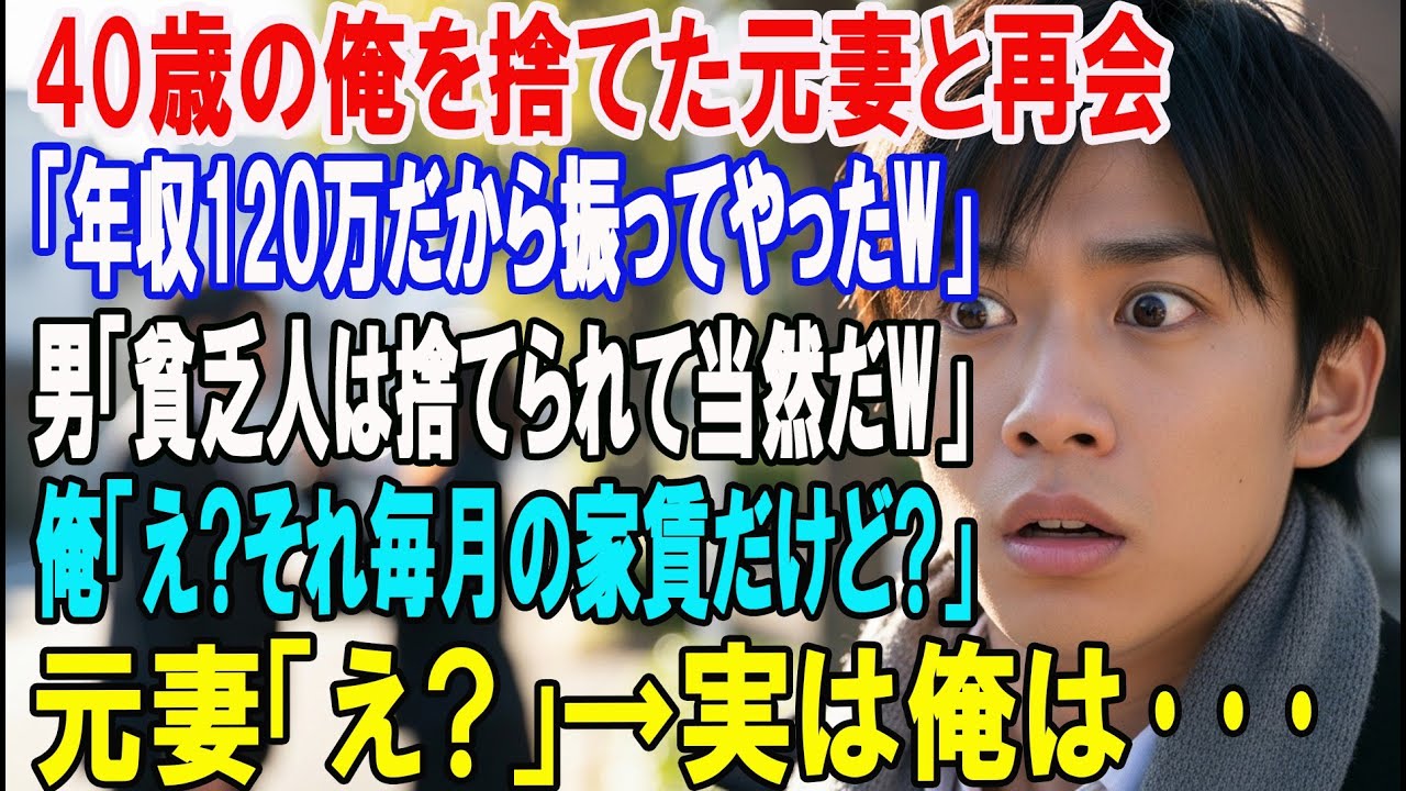 【朗読スカッと人気動画まとめ】40歳の俺を捨てた元妻と偶然再会。元妻「年収120万だから振ってやった
