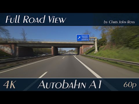 Autobahn (A1), Germany: Horster Dreieck - Seevetal-Hittfeld - Rastplatz Sunderblick - 4K (2160p/60p)