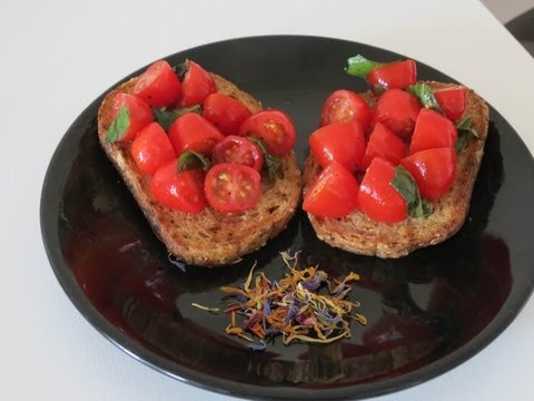 Recette Bruschettas aux tomates confites et basilic