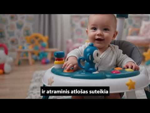 Tavalax daugiafunkcė vaikiška vaikštynė su žaislų skydeliu, maitinimo padėklu ir reguliuojamu aukščiu video