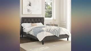 Yaheetech Queen Size Bed Frame // Fabric Upholstered Tufted Platform Bed Frame with review