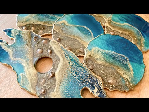 Beautiful Lacing in This Resin Ocean Serving Board