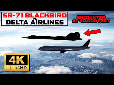 SR-71 Blackbird Pulls Up Beside Civilian Delta Airlines Commercial Flight