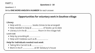 IELTS LISTENING TEST 2 | OPPORTUNITIES FOR VOLUNTRY WORK IN SOUTHOE VILLAGE | BEST IELTS LISTENIN