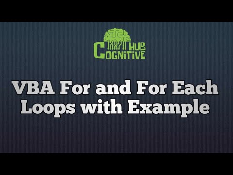 VBA For and ForEach Loops l VBA l Excel Programming l Excel Macros