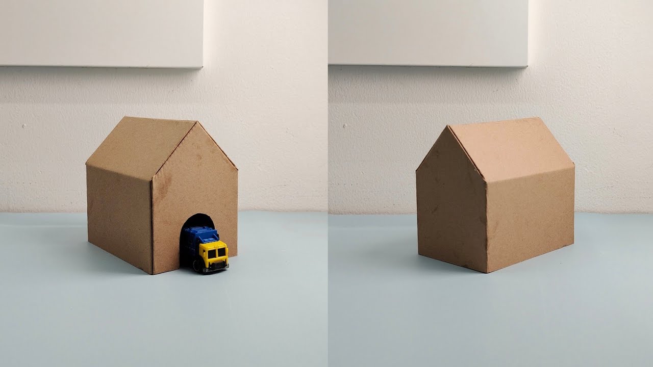 Mini house for car miniature Cardboard Template – DIY Craft Project and Kids Craft Pattern (PDF, SVG, Resizeable) – Craft No. 3586 Video Walkthrough