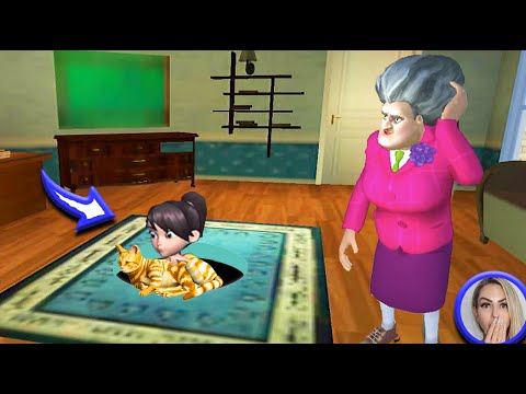 PASSAGEM SECRETA com GATO da PROFESSORA MALVADA Scary Teacher