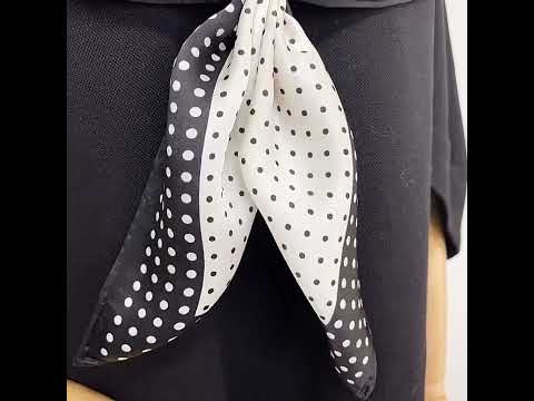 Bufanda cuadrada de seda con lunares, bufanda tipo chal de satén de seda de morera, 35 pulgadas, 12 momme