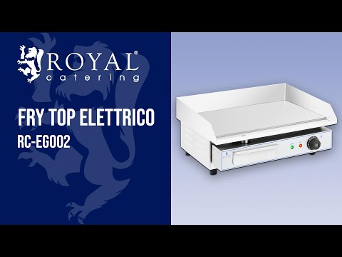 Video - Fry top elettrico - Piastra liscia in acciaio inox - 550 x 400 mm - Royal Catering - Flat - 3,000 W