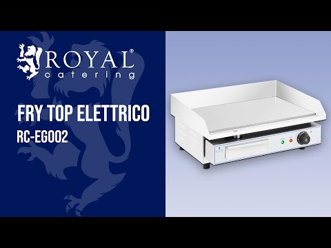 Video - Fry top elettrico - Piastra liscia in acciaio inox - 550 x 350 mm - Royal Catering - Flat - 3,000 W