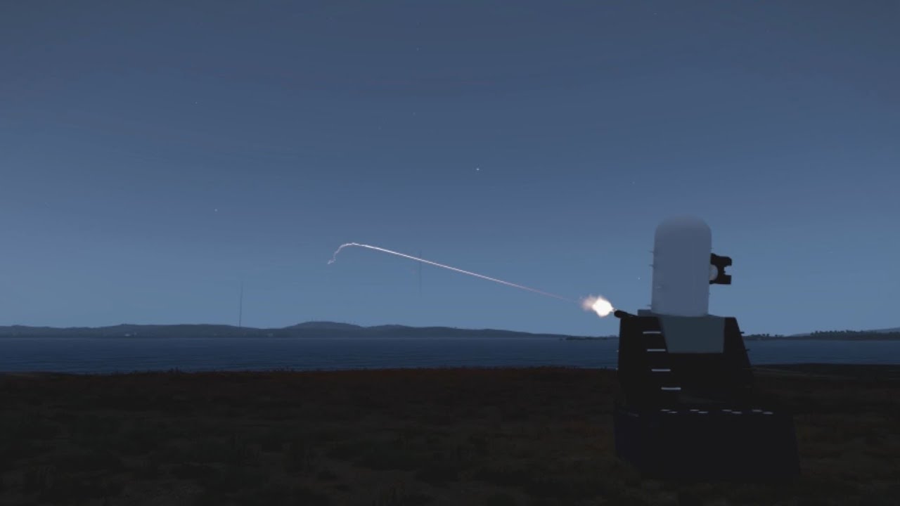 巡航ミサイル トマホーク(Tomahawk Cruise Missile)がCIWS(Phalanx)に撃墜される瞬間