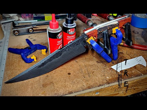 Attaching The Scales To The 5160 Bowie | Shop Talk Tuesday Episode 109 | Knife maker