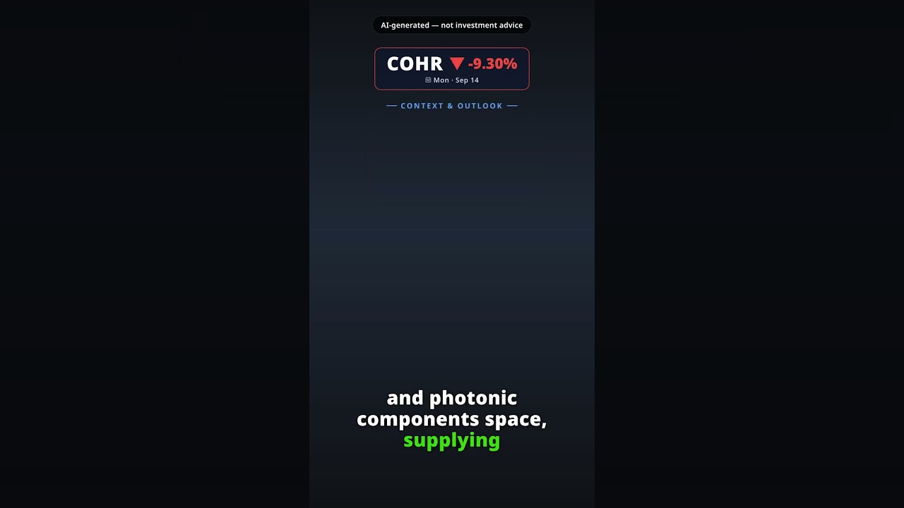¿Por qué desciende la acción de Coherent hoy? COHR -9.30% (14 sep)