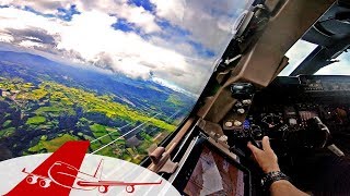 PILOT'S VIEW Landin Quito Airport - Boeing 747 Cockpit