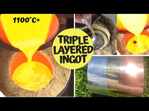 Trash To Treasure - Triple Layered ingot - Pouring Copper Bronze Aluminium