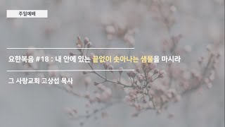 [주일예배] 요한복음 #18 : 내 안에 있는 끝없이 솟아나는 샘물을 마시라