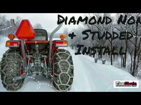 Diamond studded and non-studded tire chain installation video
