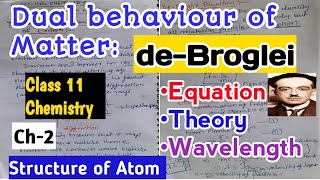 Dual behavior of matter | de-Broglei equation | Class 11th Chemistry | Ch-2 Structure of Atom