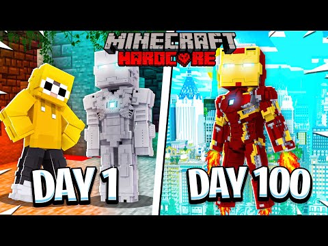 I Survived 100 Days as IRON MAN in Hardcore Minecraft...